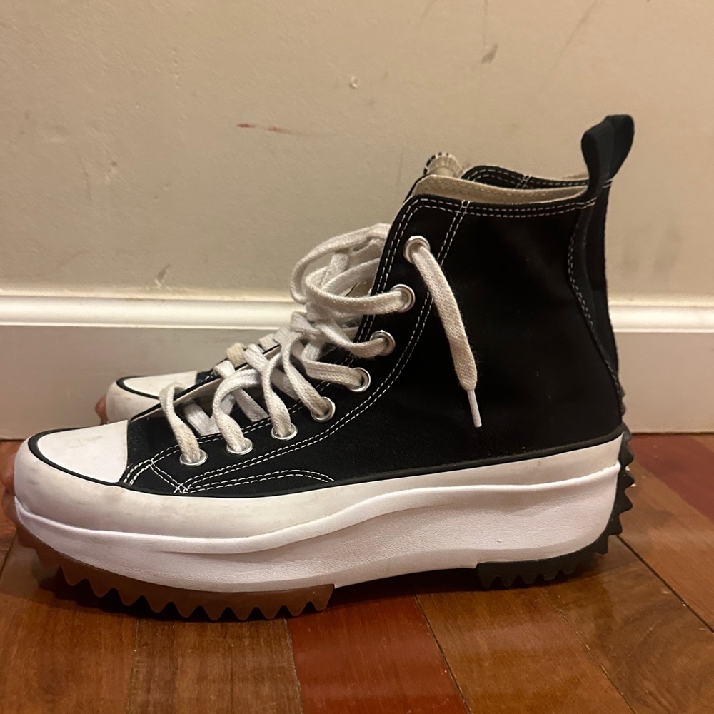 Kids' Black and White High-Top Sneakers